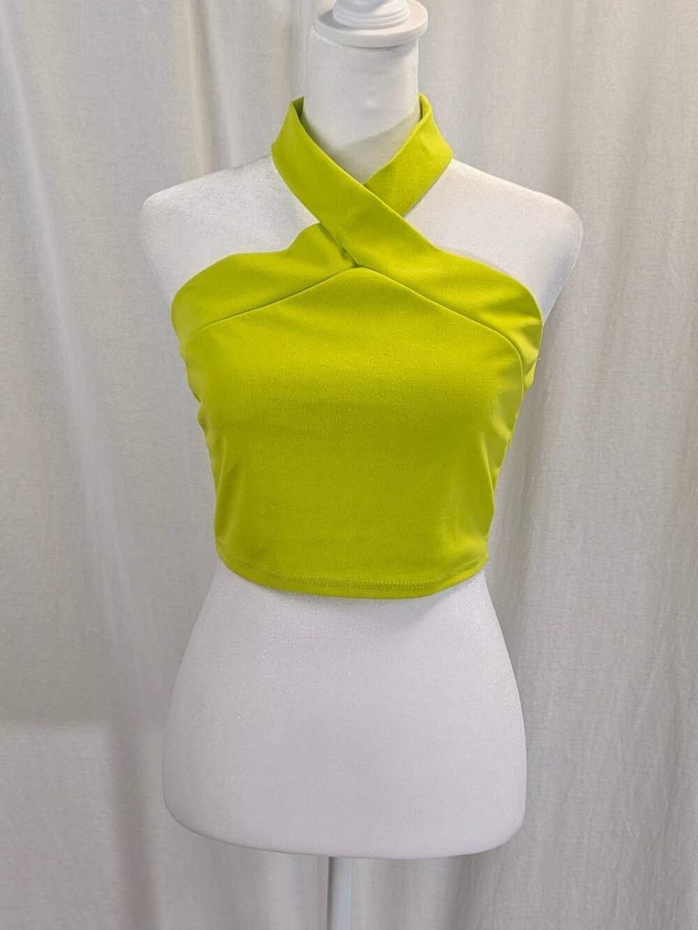 21 Saints Size *XS/Small/Medium Chartreuse Cropped Halter Top